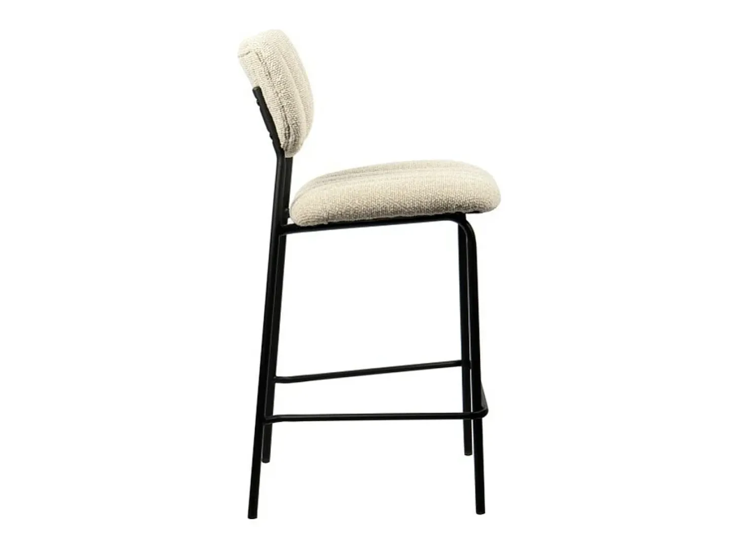Cadeira de balcão VENTURA – Tecido bege – Pés de metal preto – Altura 97 cm – Estilo design/industrial