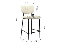 Cadeira de balcão VENTURA – Tecido bege – Pés de metal preto – Altura 97 cm – Estilo design/industrial