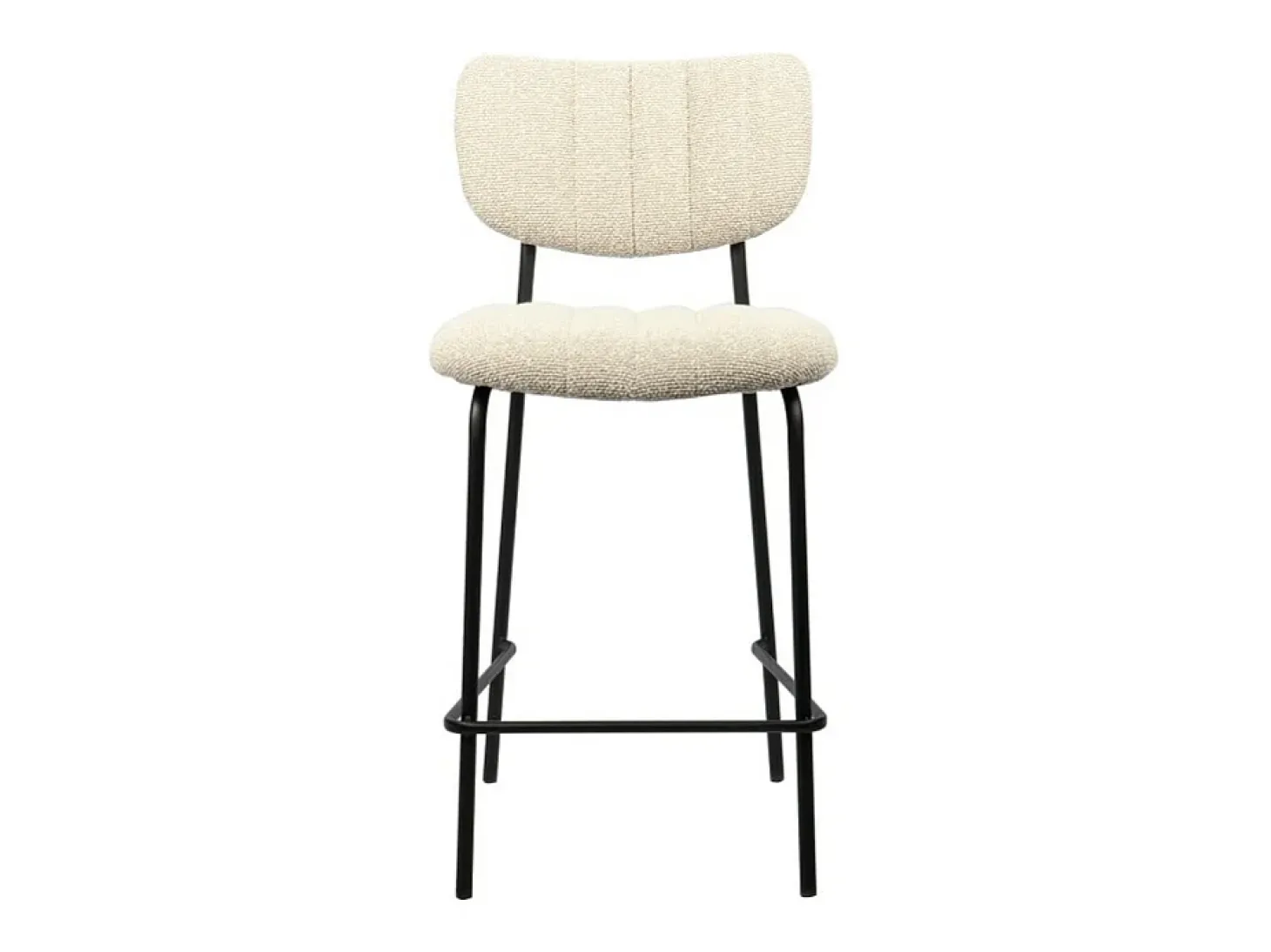 Cadeira de balcão VENTURA – Tecido bege – Pés de metal preto – Altura 97 cm – Estilo design/industrial