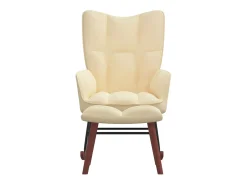 Cadeira de baloiçar com banco veludo branco nata PT484671