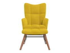 Cadeira de baloiçar com banco veludo amarelo mostarda