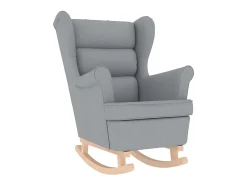 Cadeira de baloiço | Poltrona | Cadeira Relax com banco p/ pés tecido cinzento-claro SHL960428