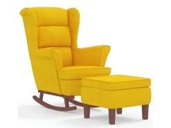 Cadeira de baloiço c/ pernas de metal e banco veludo amarelo PT549060