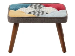 Cadeira de baloiço com apoio para os pés - com padrão de patchwork colorido - Multicolor