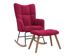 Cadeira de baloiço com banco veludo vermelho tinto