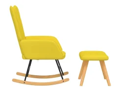 Cadeira de baloiço com banco tecido amarelo mostarda