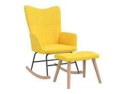Cadeira de baloiço com banco tecido amarelo mostarda PT995479