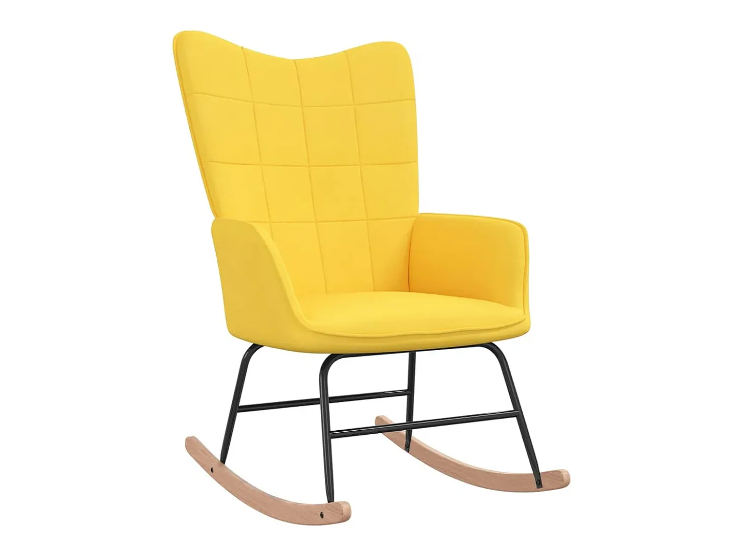 Cadeira de baloiço com banco tecido amarelo mostarda PT995479