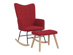 Cadeira de baloiço com banco tecido vermelho tinto PT903164
