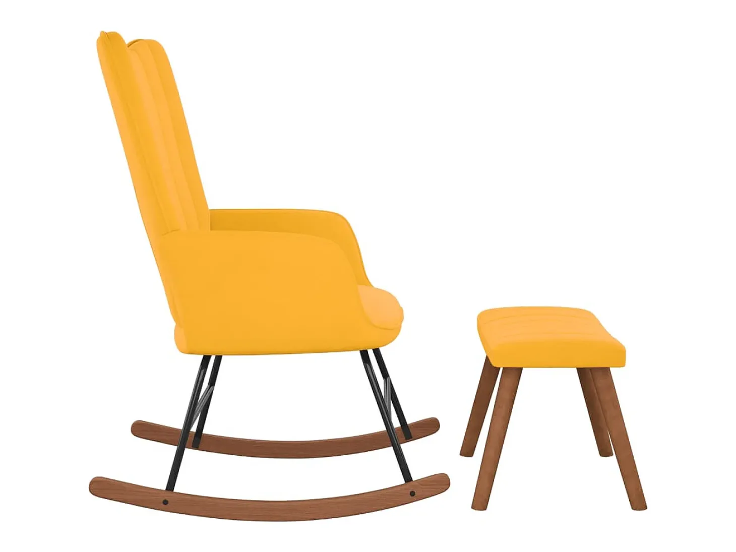 Cadeira de baloiço com banco veludo amarelo mostarda PT757561