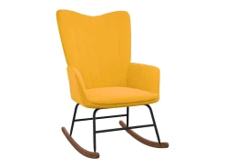 Cadeira de baloiço com banco veludo amarelo mostarda PT757561