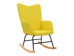 Cadeira de baloiço com banco tecido amarelo mostarda