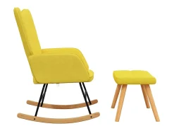 Cadeira de baloiço com banco tecido amarelo mostarda