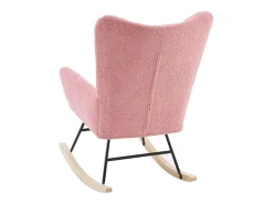 Cadeira de baloiço com encosto alto e apoios de braços - Cadeira de baloiço em tecido Teddy rosa