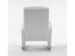 Cadeira de baloiço em tecido Teddy branco - Cadeira de baloiço com apoio para os pés
