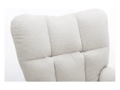 Cadeira de baloiço em tecido Teddy branco, estrutura em metal preto, base em madeira 89x70x95cm