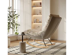 Cadeira de baloiço estofada com encosto ajustável para sala de estar - quarto, varanda - 83 x 72 x 93 cm