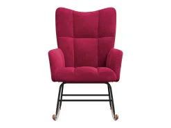 Cadeira de baloiço veludo vermelho tinto