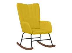 Cadeira de baloiço veludo amarelo mostarda