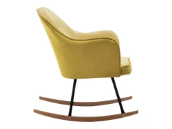 Cadeira de baloiço veludo amarelo mostarda