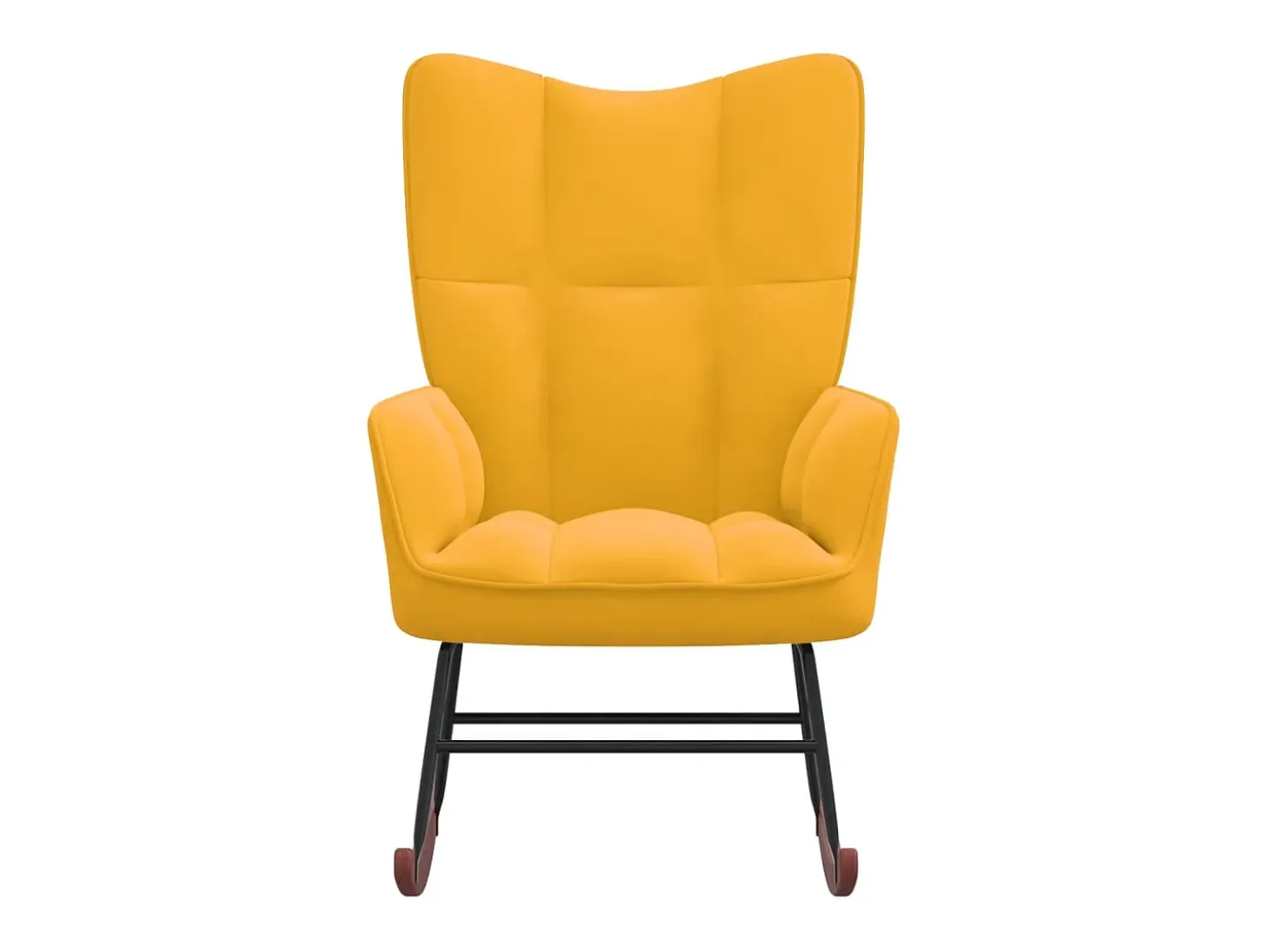 Cadeira de baloiço veludo amarelo mostarda PT963995