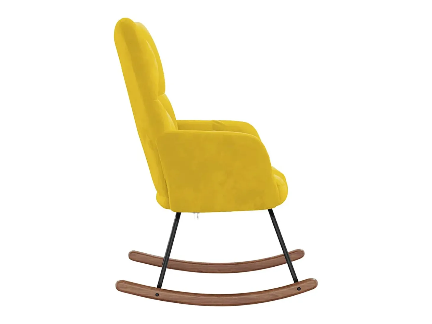 Cadeira de baloiço veludo amarelo mostarda