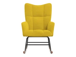 Cadeira de baloiço veludo amarelo mostarda