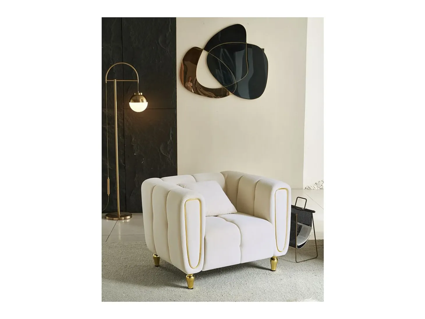 Cadeira de Braços VKH322, Bege, 81x97x71 cm, Kendra Home