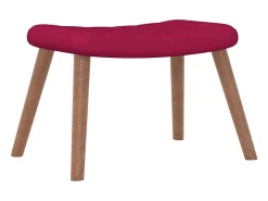 Cadeira de descanso com banco veludo vermelho tinto
