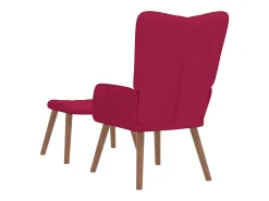 Cadeira de descanso com banco veludo vermelho tinto
