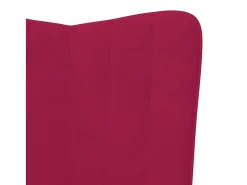 Cadeira de descanso com banco veludo vermelho tinto