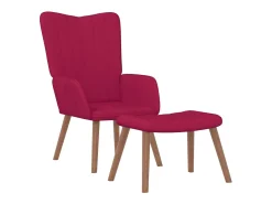 Cadeira de descanso com banco veludo vermelho tinto