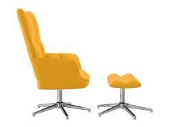 Cadeira de descanso com banco veludo amarelo mostarda PT843006