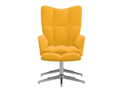 Cadeira de descanso com banco veludo amarelo mostarda PT843006