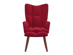 Cadeira de descanso com banco veludo vermelho tinto PT514771