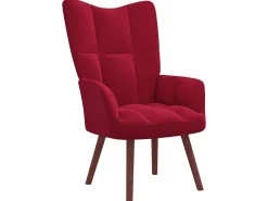 Cadeira de descanso com banco veludo vermelho tinto PT514771
