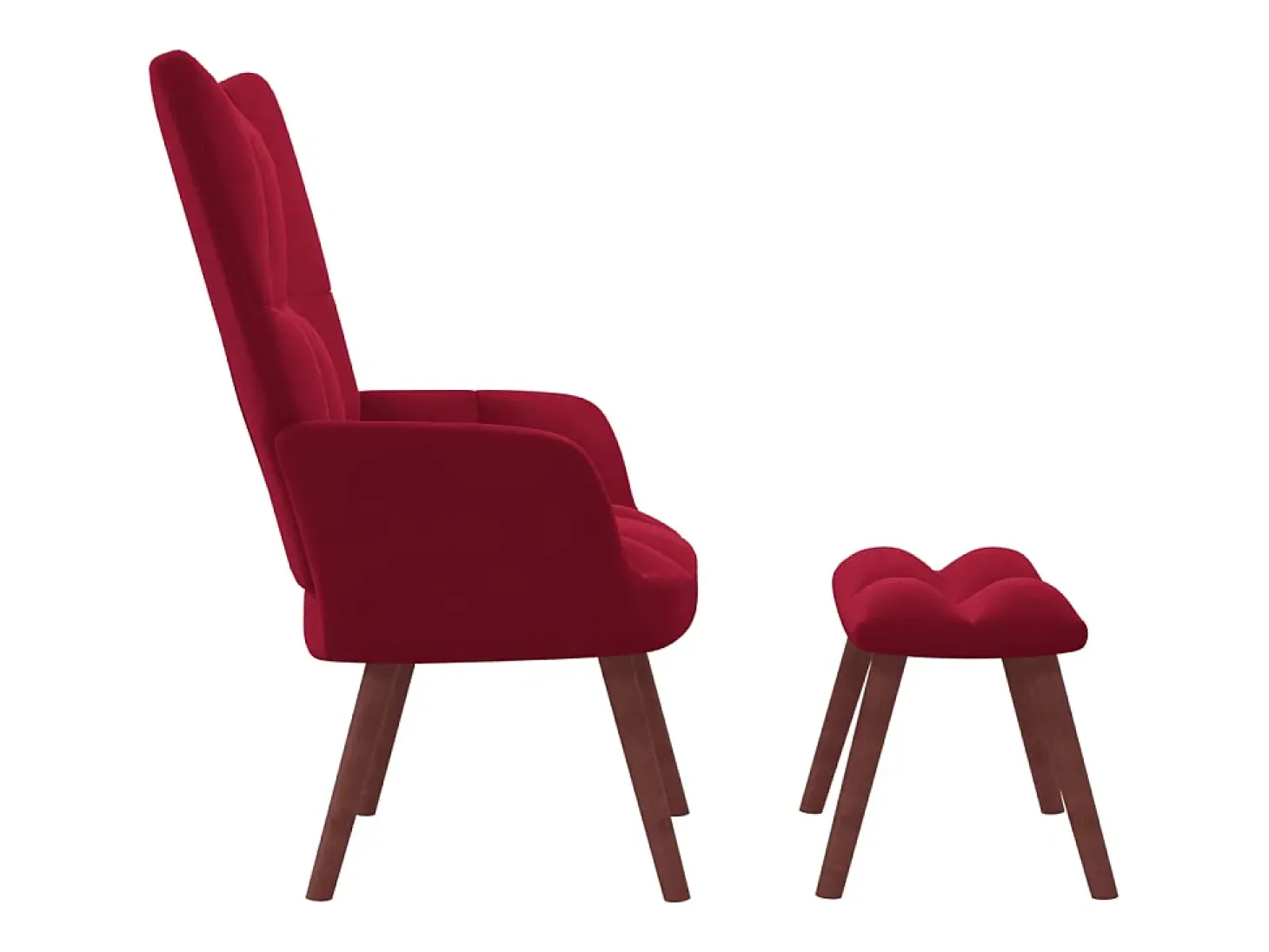 Cadeira de descanso com banco veludo vermelho tinto PT514771