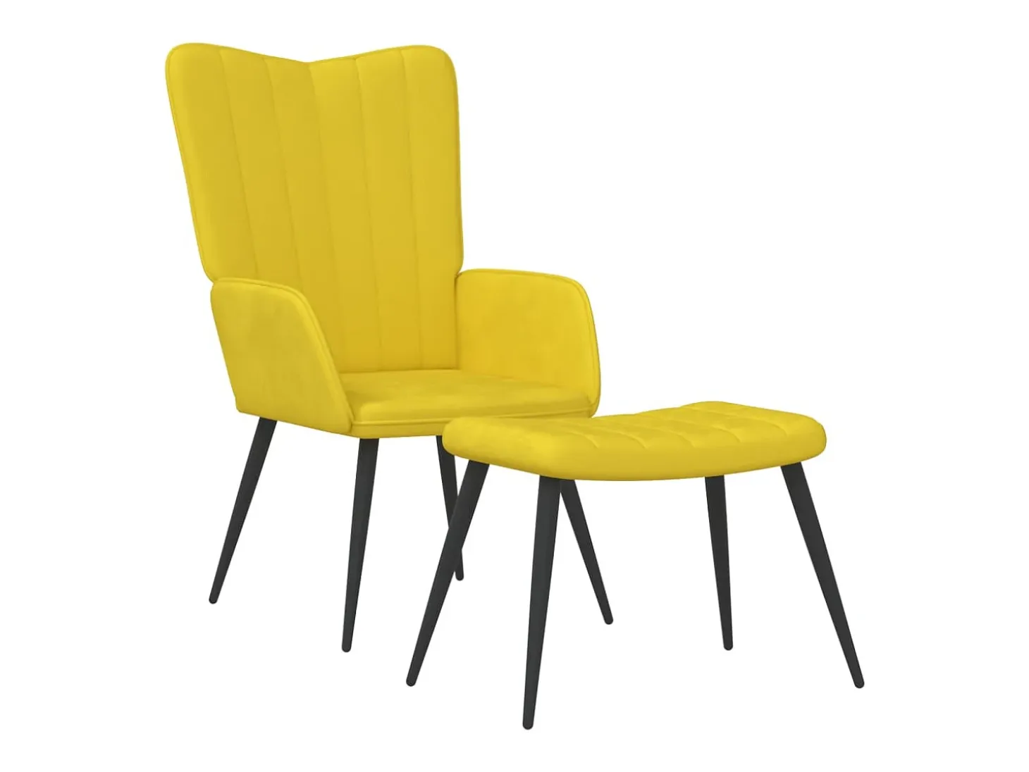 Cadeira de descanso com banco veludo amarelo mostarda PT895904
