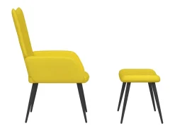 Cadeira de descanso com banco veludo amarelo mostarda PT895904
