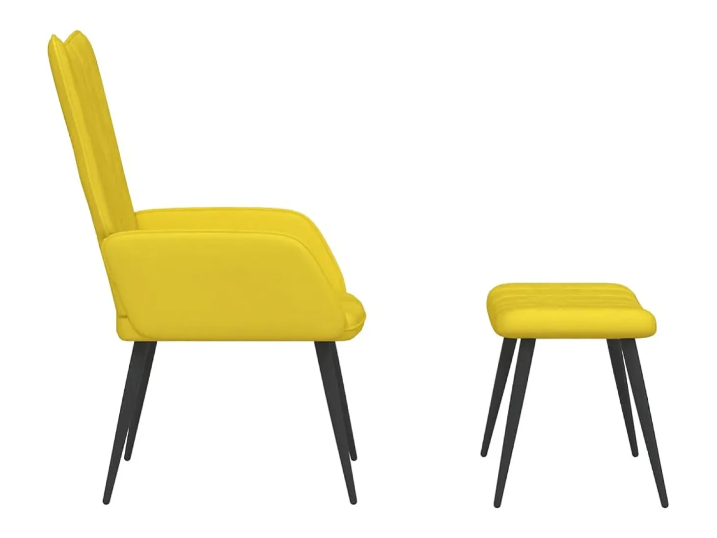 Cadeira de descanso com banco veludo amarelo mostarda PT895904
