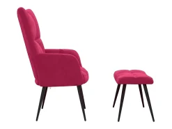 Cadeira de descanso com banco veludo vermelho tinto