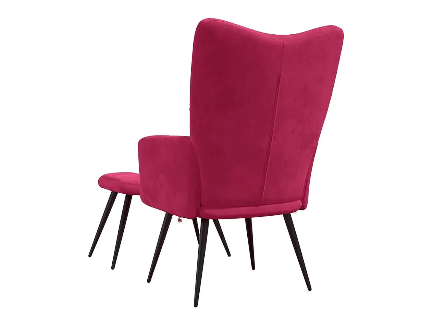 Cadeira de descanso com banco veludo vermelho tinto
