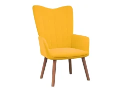 Cadeira de descanso com banco veludo amarelo mostarda PT420217