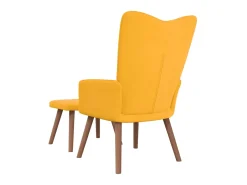 Cadeira de descanso com banco veludo amarelo mostarda PT420217