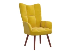 Cadeira de descanso com banco veludo amarelo mostarda PT590445