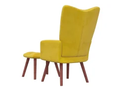 Cadeira de descanso com banco veludo amarelo mostarda PT590445