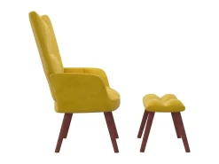 Cadeira de descanso com banco veludo amarelo mostarda PT590445