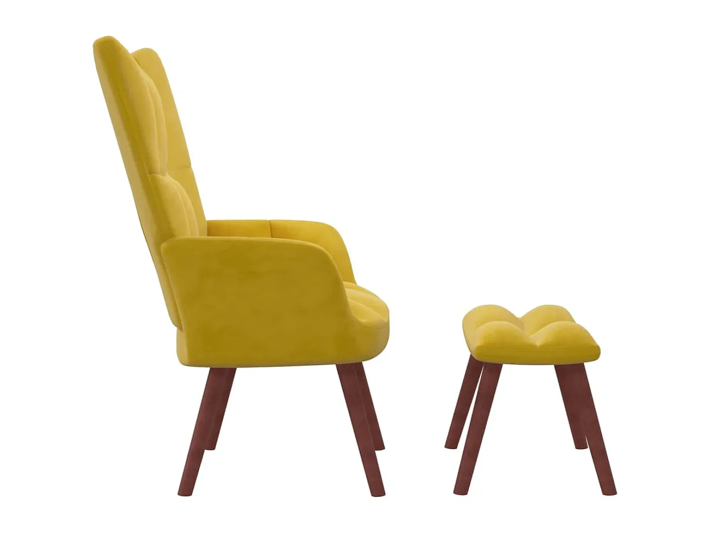 Cadeira de descanso com banco veludo amarelo mostarda PT590445
