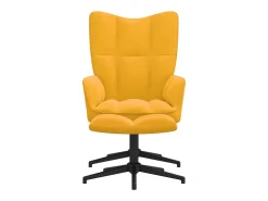 Cadeira de descanso com banco veludo amarelo mostarda PT276915
