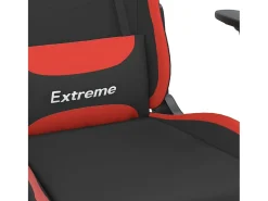 Cadeira de gaming c/ apoio para os pés tecido preto e vermelho